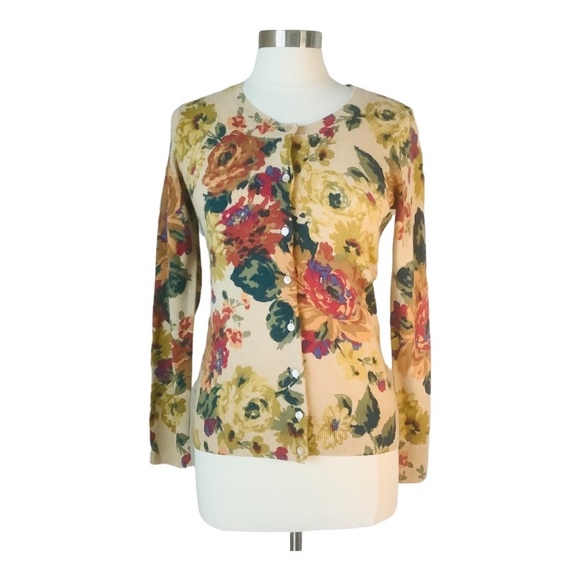 NEW Talbots 100% Cashmere Floral Button Down Cardigan S - Picture 10 of 10